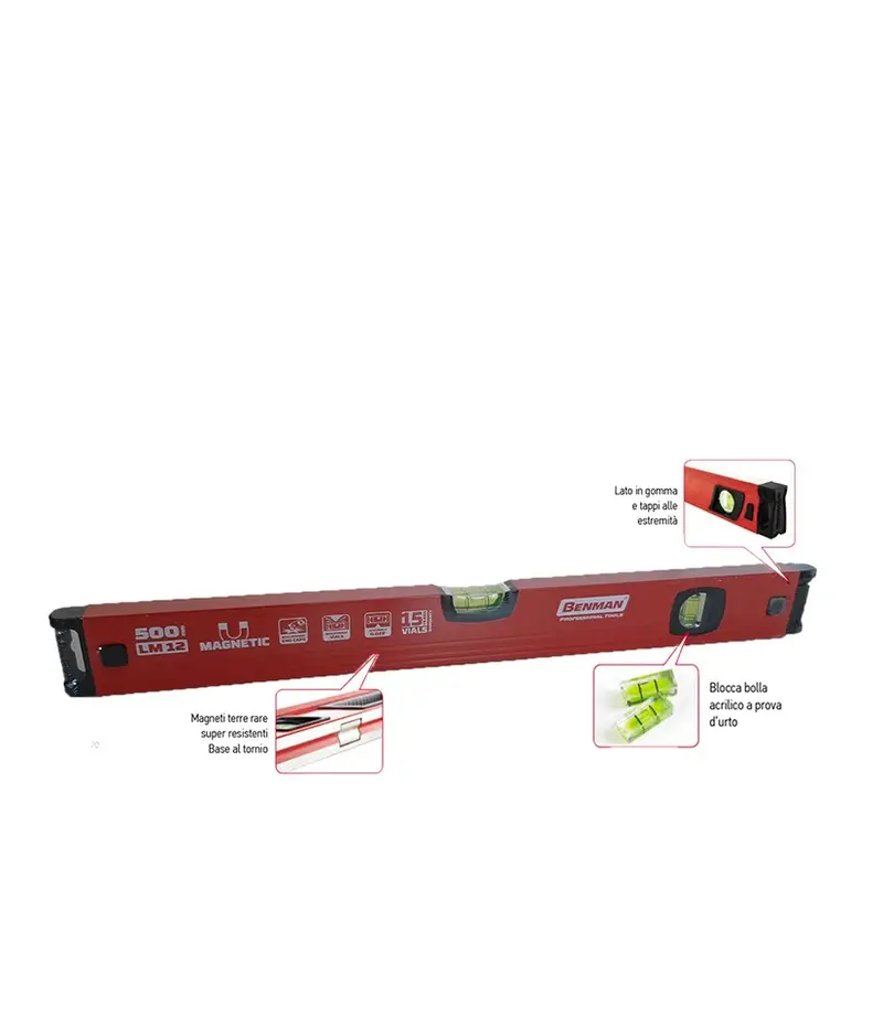 Livella Magnetica LM12 a 2 Bolle 50cm Benman 70608