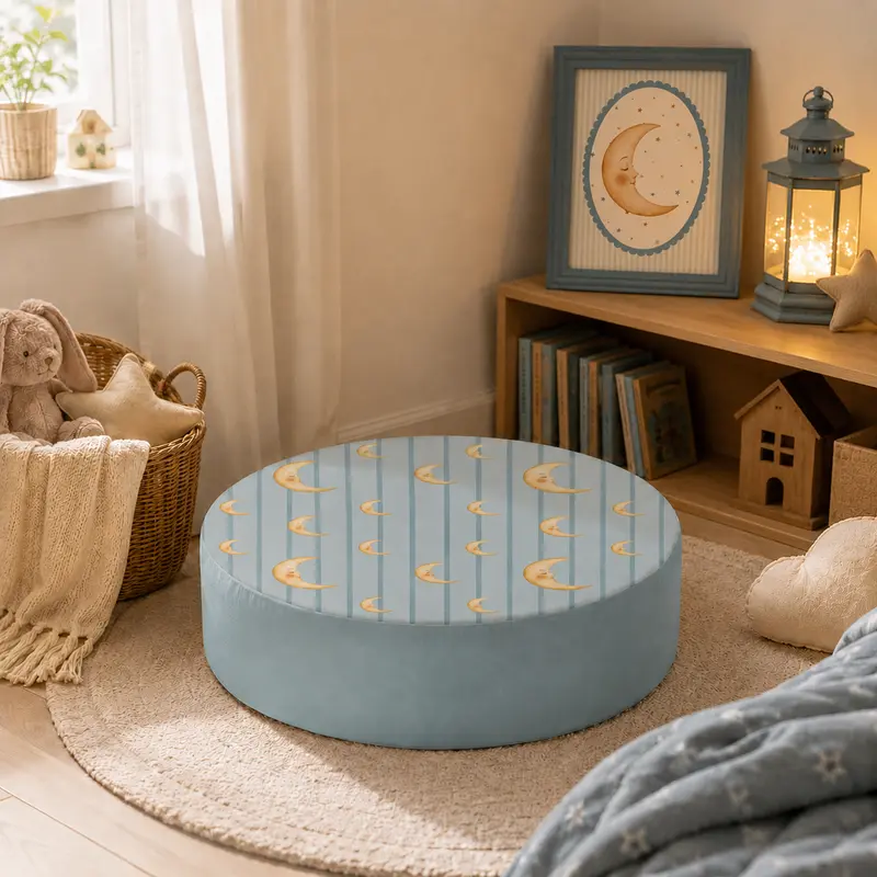 Lune Round Floor Cushion | Celestial Nursery & Cozy Home Deco