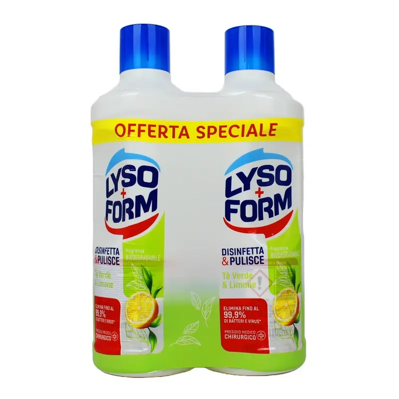 LYSOFORM CASA DISINFETTA E PULISCE TE' VERDE & LIMONE 2 PEZZI DA 1100 ML