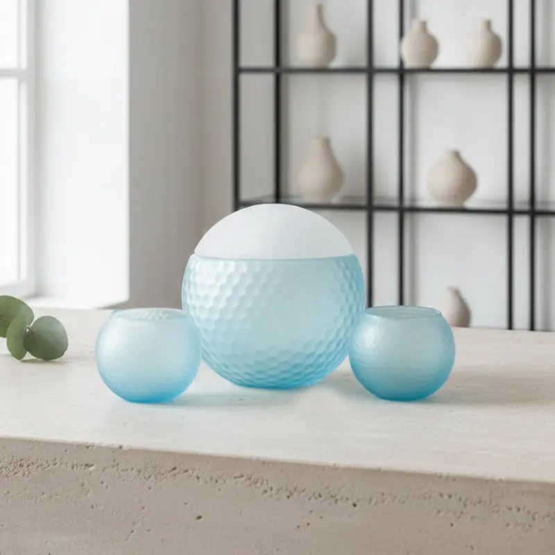 Madrhélen Paris Bubble Bowl Set Liquore con 2 Bicchieri Vetro Bianco Celeste