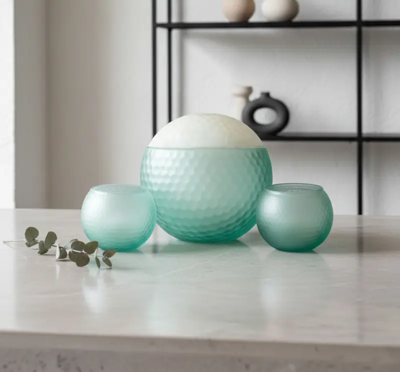 Madrhélen Paris Bubble Bowl Set Liquore con 2 Bicchieri Vetro Bianco Verde