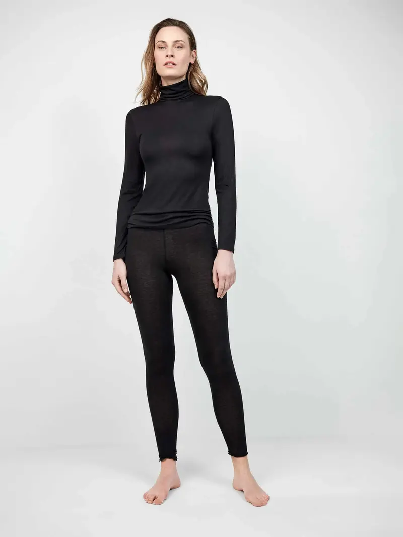 Maglia manica lunga collo alto viscosa e lana gisela
