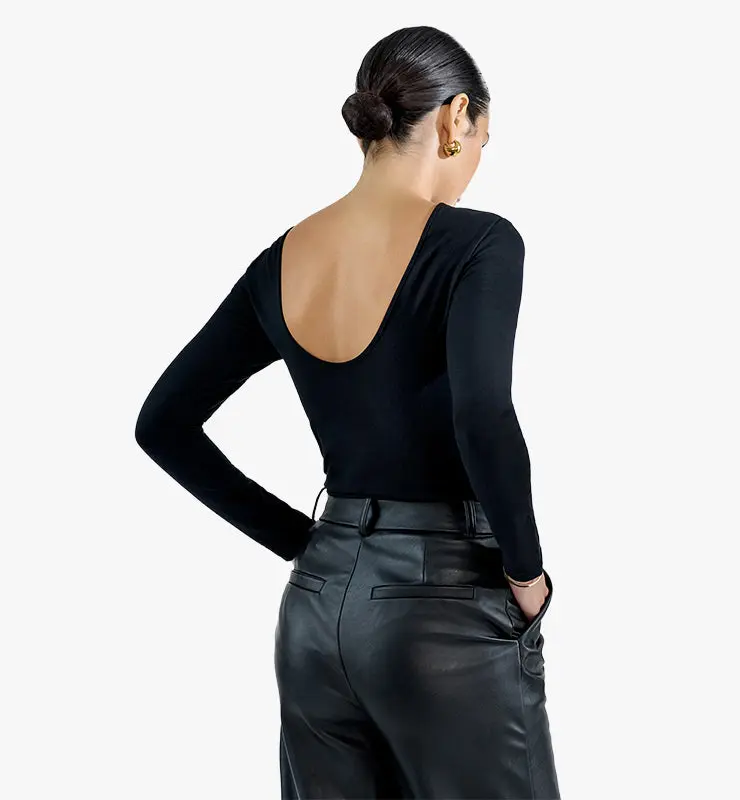 Maglia maniche lunghe con scollatura profonda sulla schiena in viscosa ECOVERO