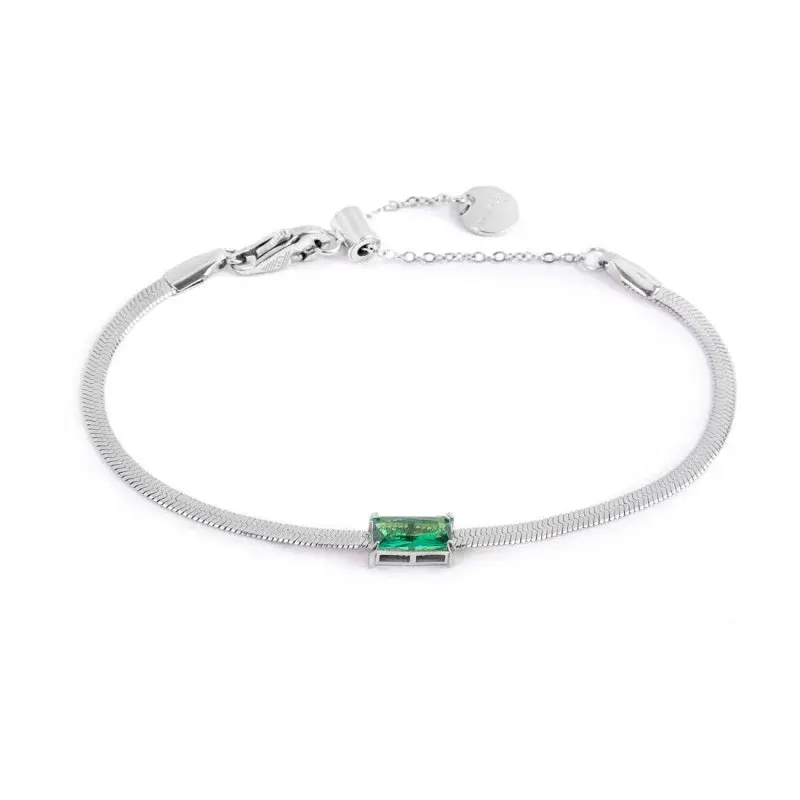 Marlù - Bracciale catena snake con zircone baguette verde | Rohome