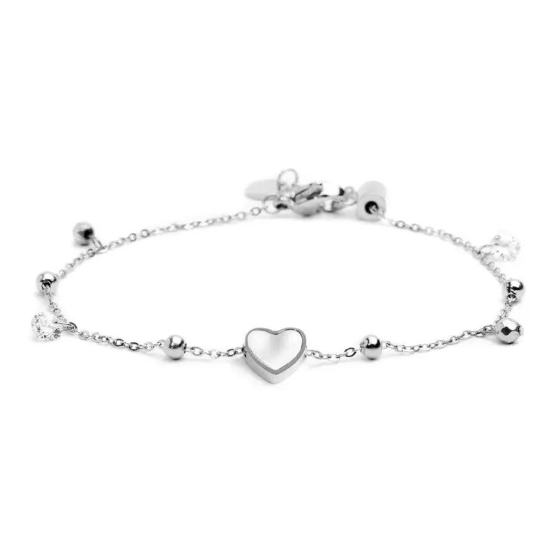 Marlù - Bracciale cuore madreperla con sfere e zirconi | Rohome