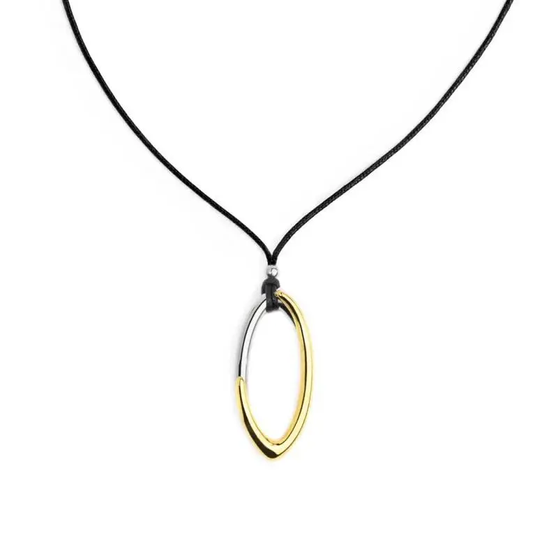 Marlù - Collana cordino con pendente centrale bicolore ad anello | Rohome