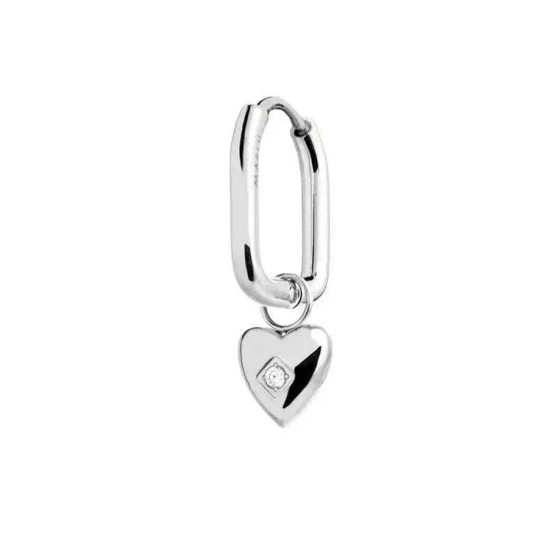 Marlù - Orecchino ovale acciaio con cuore e zircone | Rohome