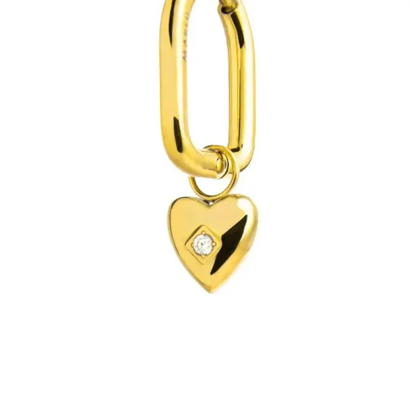 Marlù - Orecchino ovale gold con cuore e zircone | Rohome