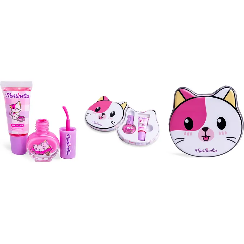 MARTINELIA LULU & DUKY KITTY SET GLAM TIN LATA; LIP GLOSS - NAIL POLISH