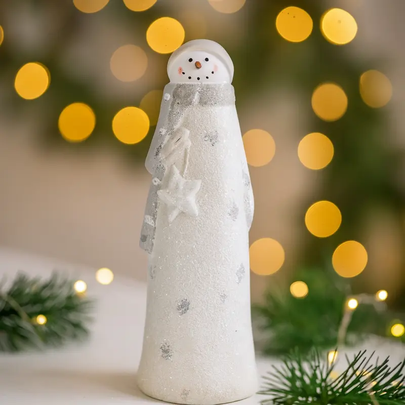 Mascagni Pupazzo Neve con Stella LED H 29x12 cm