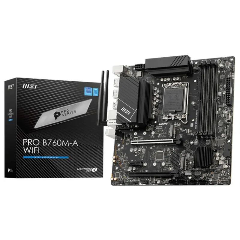 Mb Msi Pro B760M-A Wifi Ddr5 S1700 4D5 2M.2 4S3 U3.2 Gbl H/D Matx