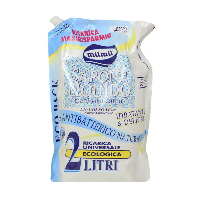 MIL MIL SAPONE LIQUIDO MANI IN BUSTA RICARICA ANTIBATTERICO NATURALE IDRATANTE & DELICATO 2 LITRI