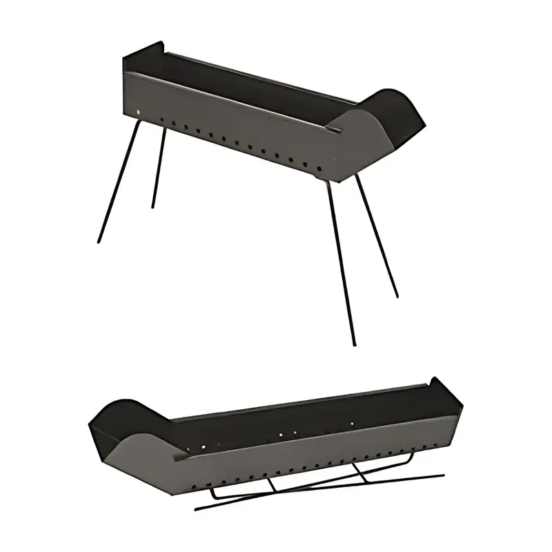 MOHOME Cuocispiedini Carbonella Carbone Barbecue Acciaio Nero Dimensioni 80 x 14 x 75 cm Arrosticini Spiedini Gambe Richiudibili Resistente Fori Areazione Calibrati Feste Sagre Pic Nic Campeggio