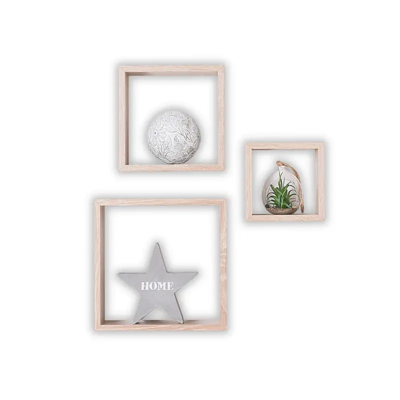 MOHOME Set 3 Mensole Parete Legno Vari Colori MDF Portaoggetti Muro Multiuso Scaffali Quadrati Salvaspazio Casa Ufficio