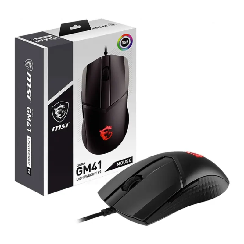 MSI Clutch GM41 Lightweight V2 mouse Gaming Ambidestro USB tipo A Ottico 16000 DPI
