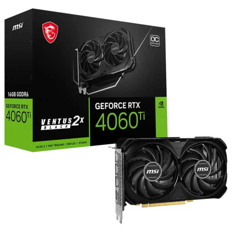 MSI VENTUS GEFORCE RTX 4060 TI 2X BLACK 16G OC scheda video NVIDIA 16 GB GDDR6