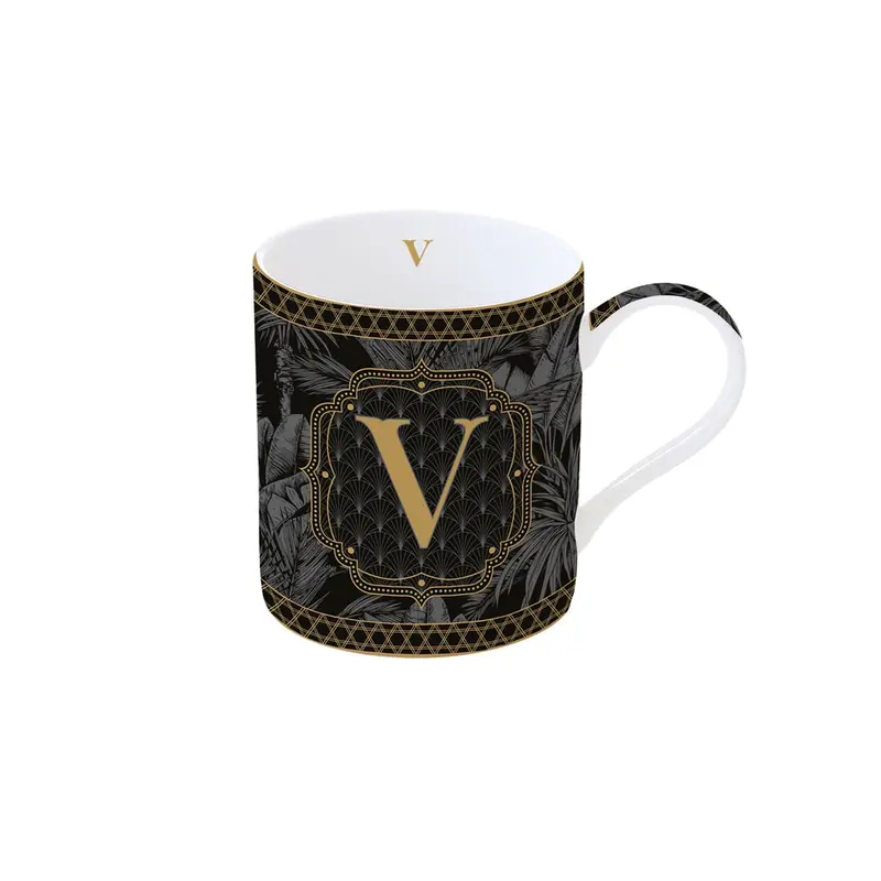 Mug in porcellana da 350ml con lettera V | Rohome