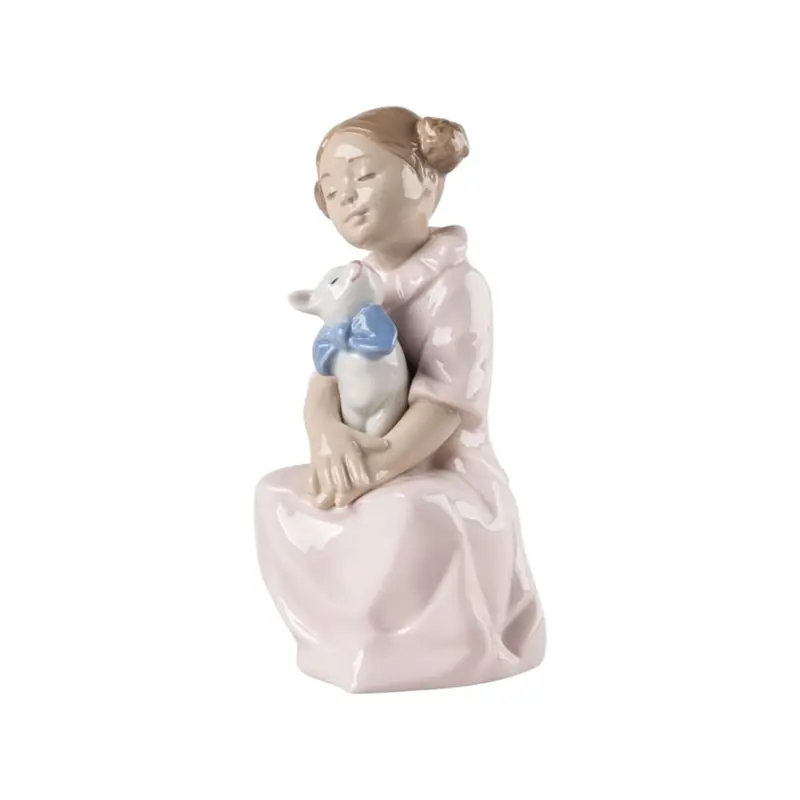 NAO by Lladrò Scultura Porcellana Bambina con Gattino 20x10x10 cm