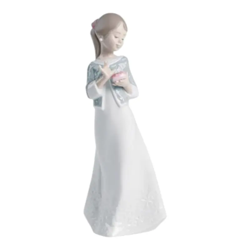 NAO Lladrò Scultura Porcellana Un Dono dal Cuore 21x10x9 cm