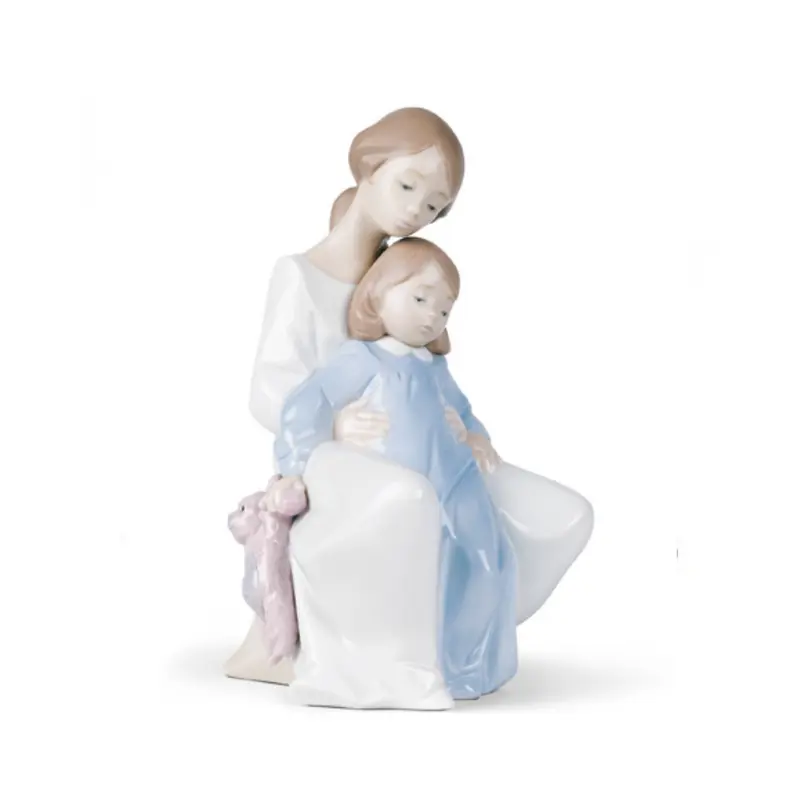 NAO Lladrò Scultura Porcellana Un Momento con la Mamma 22x12x14 cm