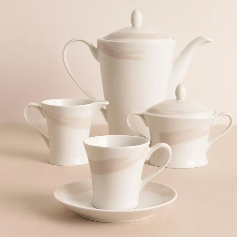 Narumi Set 11 pz tazzine caffè Pearl Brush in Bone China
