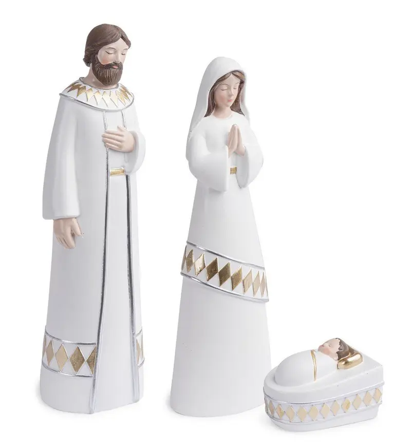 Natività moderna in resina bianca ed oro | Rohome