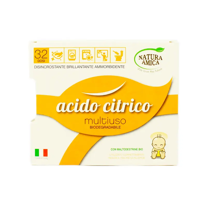 NATURA AMICA ACIDO CITRICO MULTIUSO DISINCROSTANTE BRILLANTANTE AMMORBIDENTE 100% BIODEGRADABILE ECODETERSIVO 400 GRAMMI