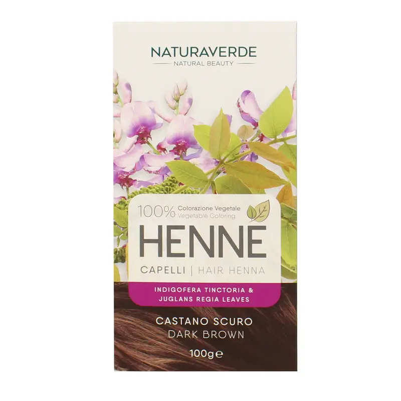NATURAVERDE HENNE' CAPELLI COLORAZIONE 100% VEGETALE CASTANO SCURO