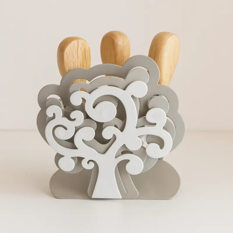Negò Porta Set Formaggio Albero Vita Metallo Decorato Elegante