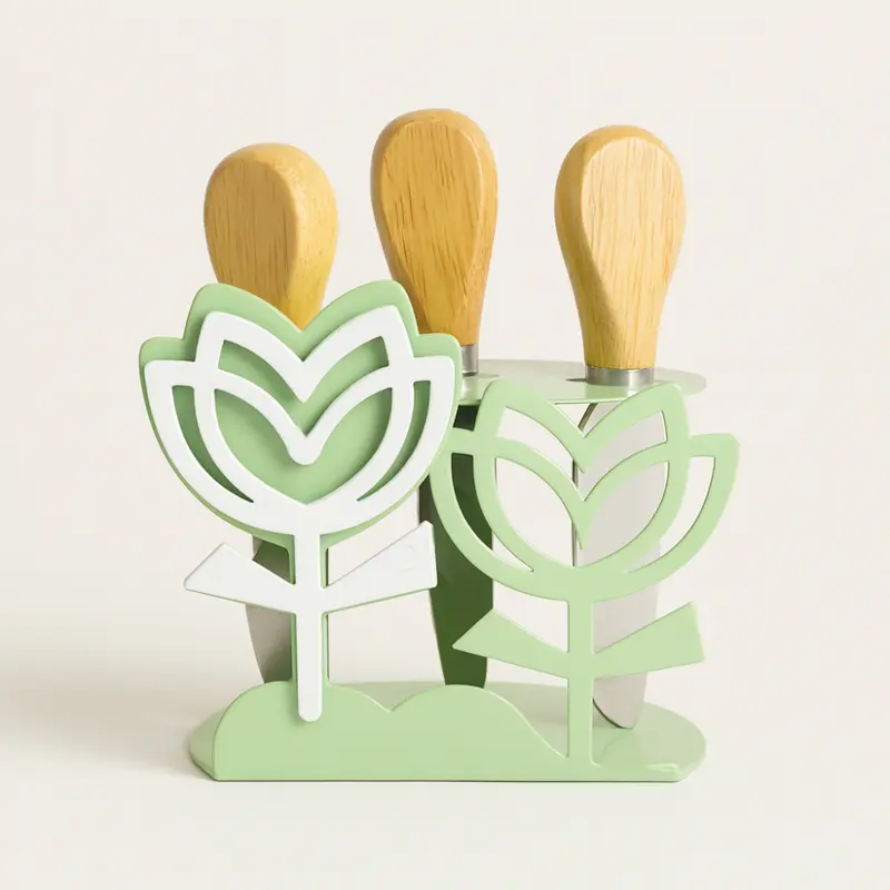 Negò Porta Set Formaggio Tulipani Metallo Decorato Elegante