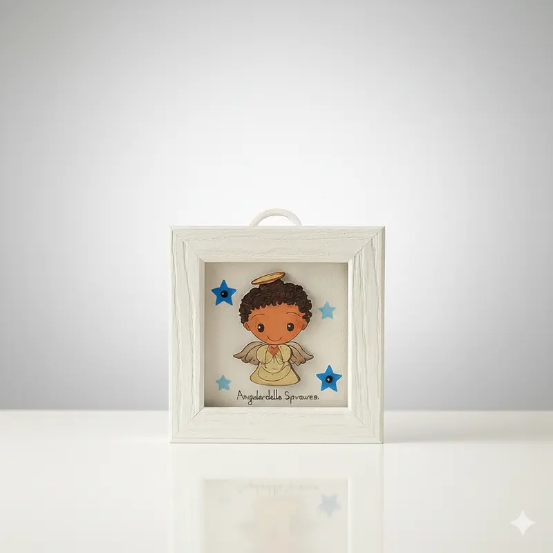 Negò Quadretto in Legno Bianco Angelo della Speranza 12,5×12,5 cm