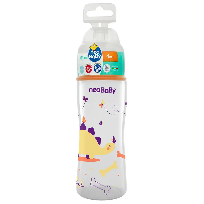 NEO BABY BIBERON PP SILICONE DINO ARANCIO 4m+ 330 ML