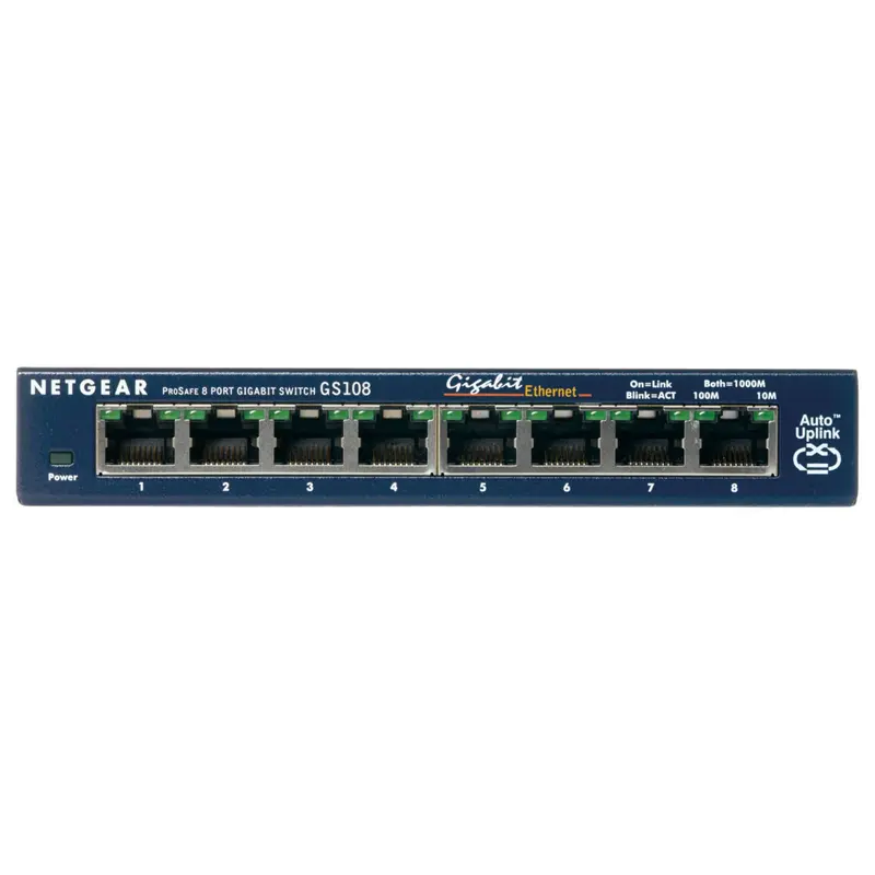 NETGEAR GS108GE switch di rete Non gestito Gigabit Ethernet (10/100/1000) Blu
