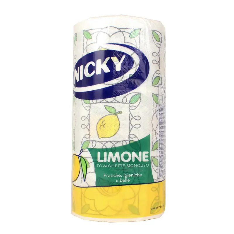 NICKY TOVAGLIETTE IN ROTOLO 60 STRAPPI 2 VELI MONOUSO DECORO LIMONE