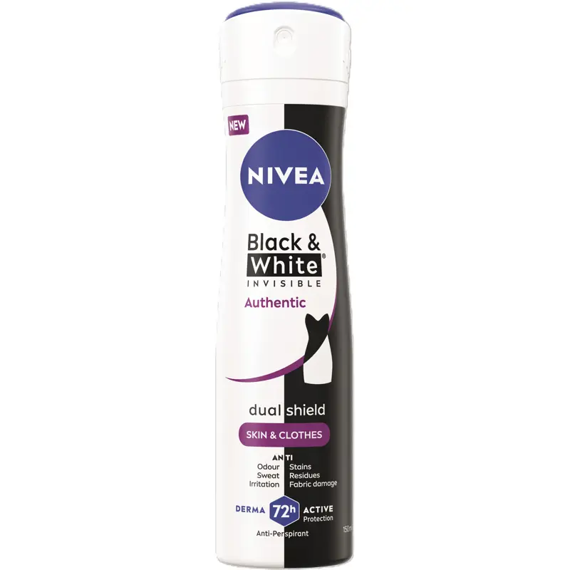 NIVEA DEODORANTE BLACK & WHITE INVISIBLE AUTHENTIC 72H FEMALE SPRAY 150 ML