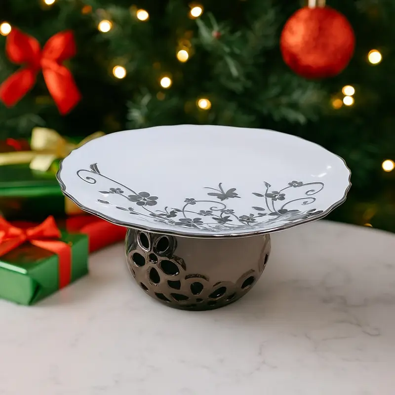 Noel Alzata Porcellana Ø18 cm con Filo Platino