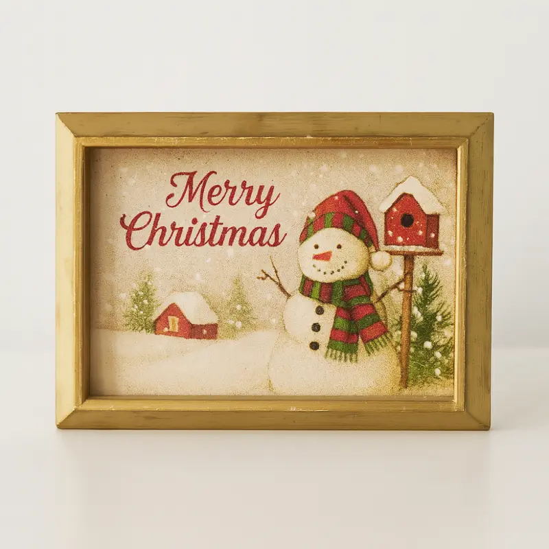 Noël Cornice Legno 19x15 cm Oro – Collezione