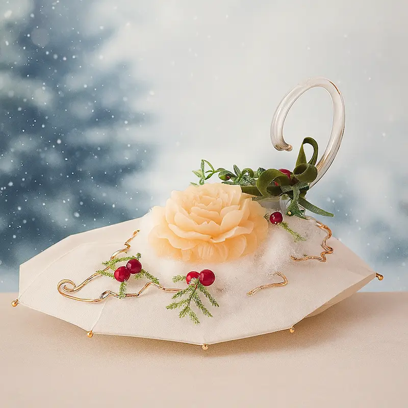 Noel Porta Candela Foglia Vetro Soffiato Oro 23x14x11 cm