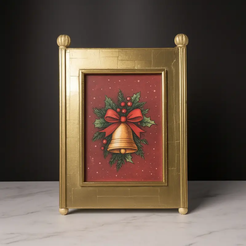 Noël – Porta Foto Cornice in Legno 24x16,5 cm con Decoro Oro
