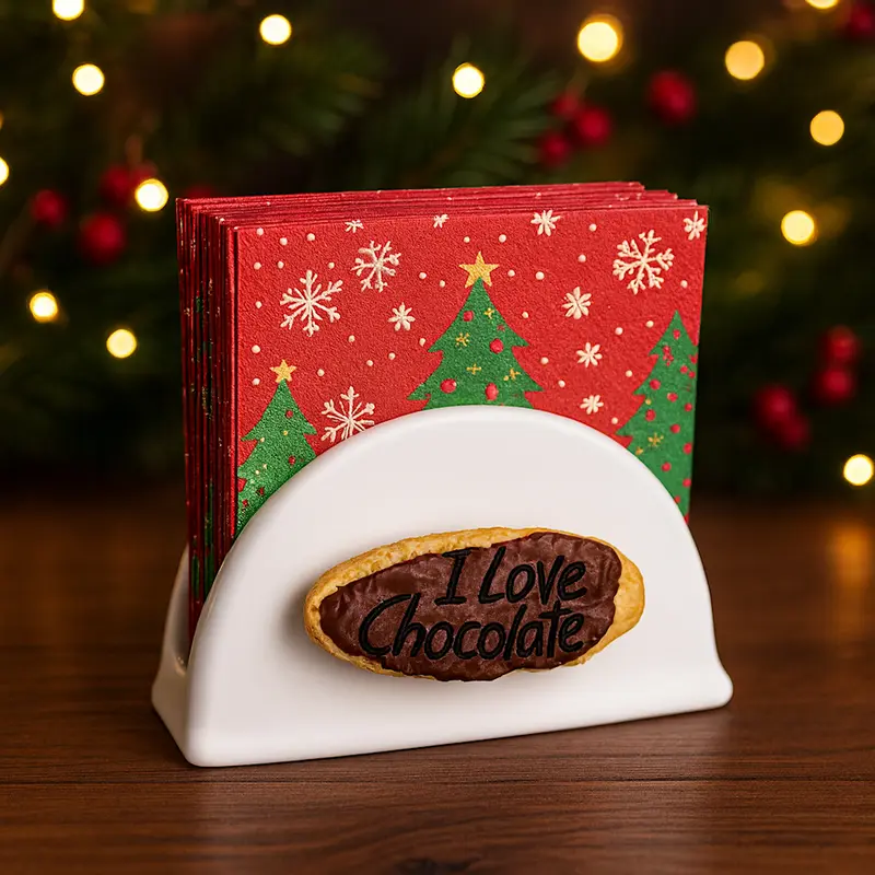 Noel Porta Tovaglioli Chocolate Porcellana Bianca 17x9 cm