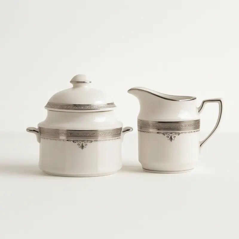 Noritake Stratford Platinum Lattiera & Zuccheriera in Porcellana da collezione