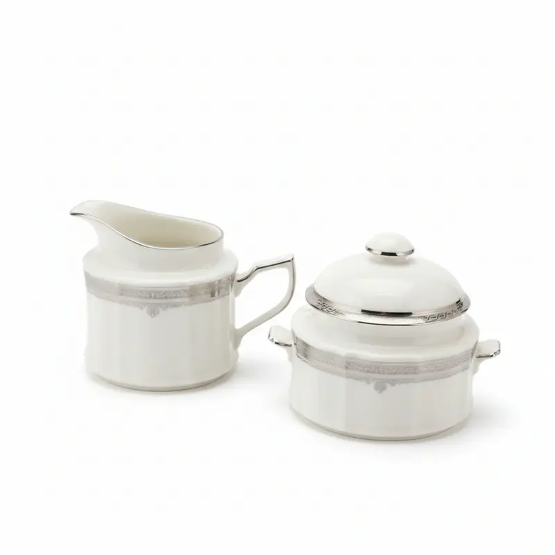 Noritake Westover Platinum Lattiera e Zuccheriera Porcellana