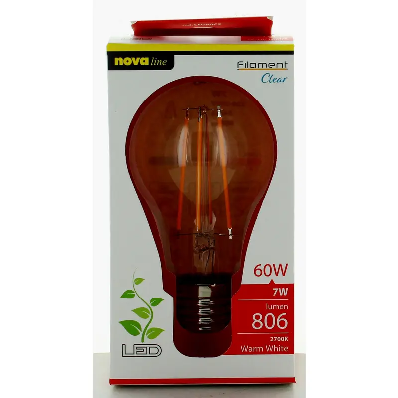 NOVA LINE LAMPADINA LED FILAMENTO GOCCIA 7W=60w E27 LUCE CALDA