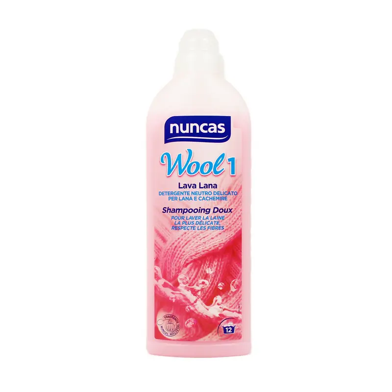 NUNCAS DETERSIVO BUCATO A MANO E LAVATRICE LIQUIDO WOOL 1 LANA E CAPI DELICATI 12 LAVAGGI 750 ML