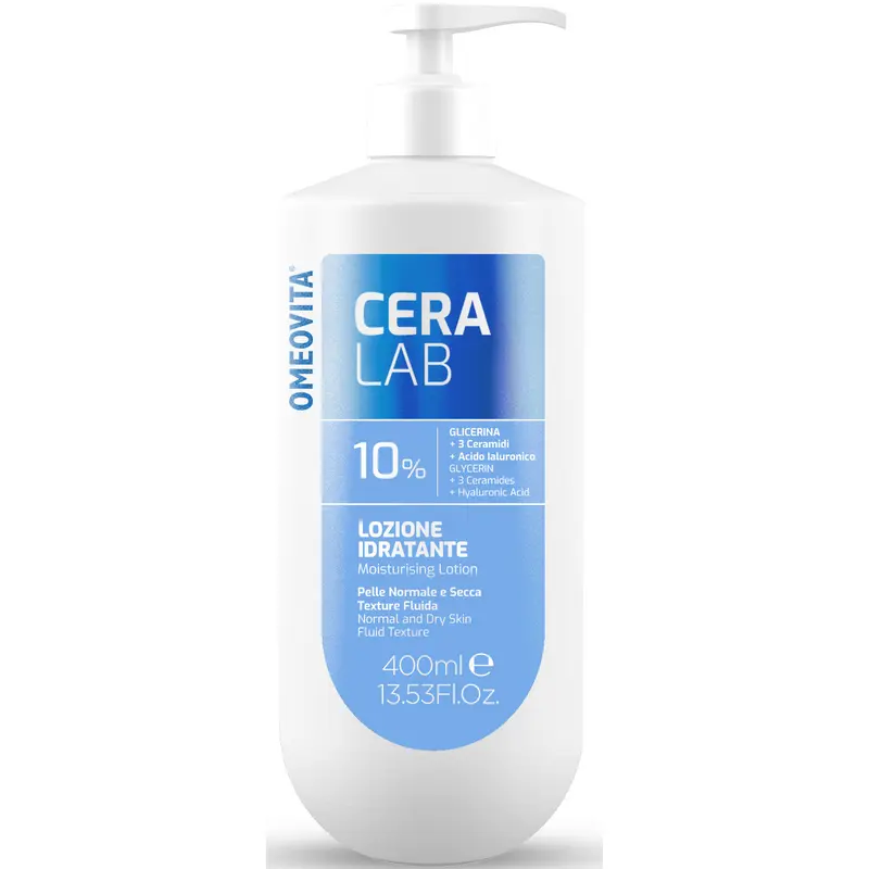 OMEOVITA CERALAB 10% LOZIONE IDRATANTE GLICERINA, CERAMIDI, ACIDO IALURONICO PER PELLE NORMALE e SECCA PUMP 400 ML