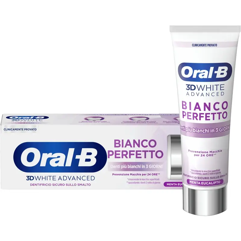ORAL B DENTIFRICIO 3D WHITE ADVANCED BIANCO PERFETTO MENTA EUCALIPTO 75 ML