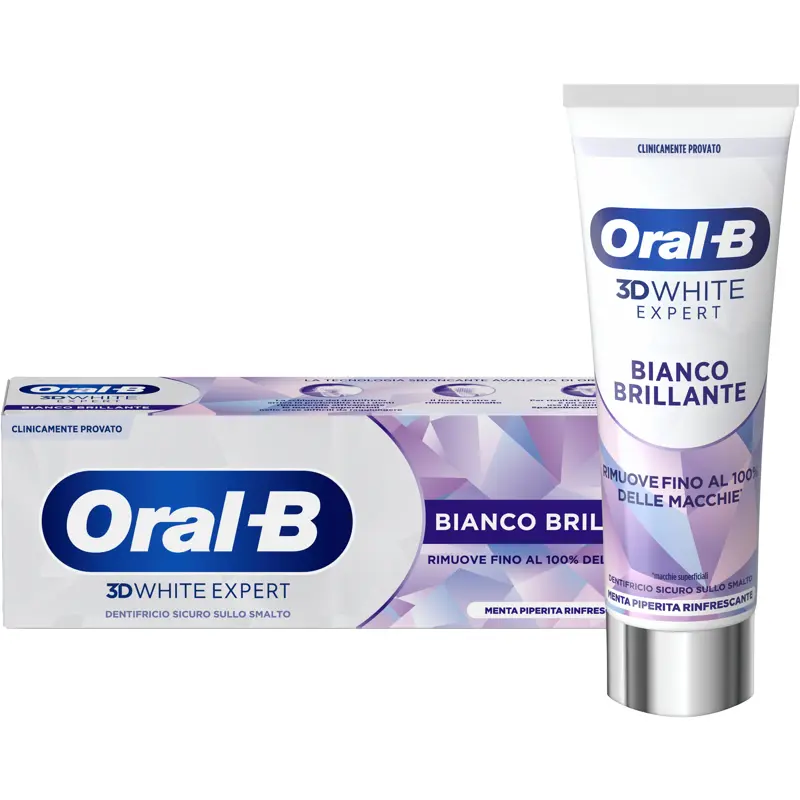 ORAL B DENTIFRICIO 3D WHITE EXPERT BIANCO BRILLANTE MENTA PIPERITA RINFRESCANTE 75 ML