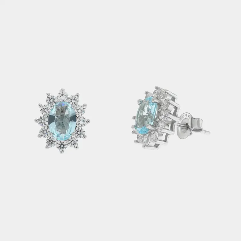 Orecchini in Argento con zirconi trasparenti ed azzurro | Rohome