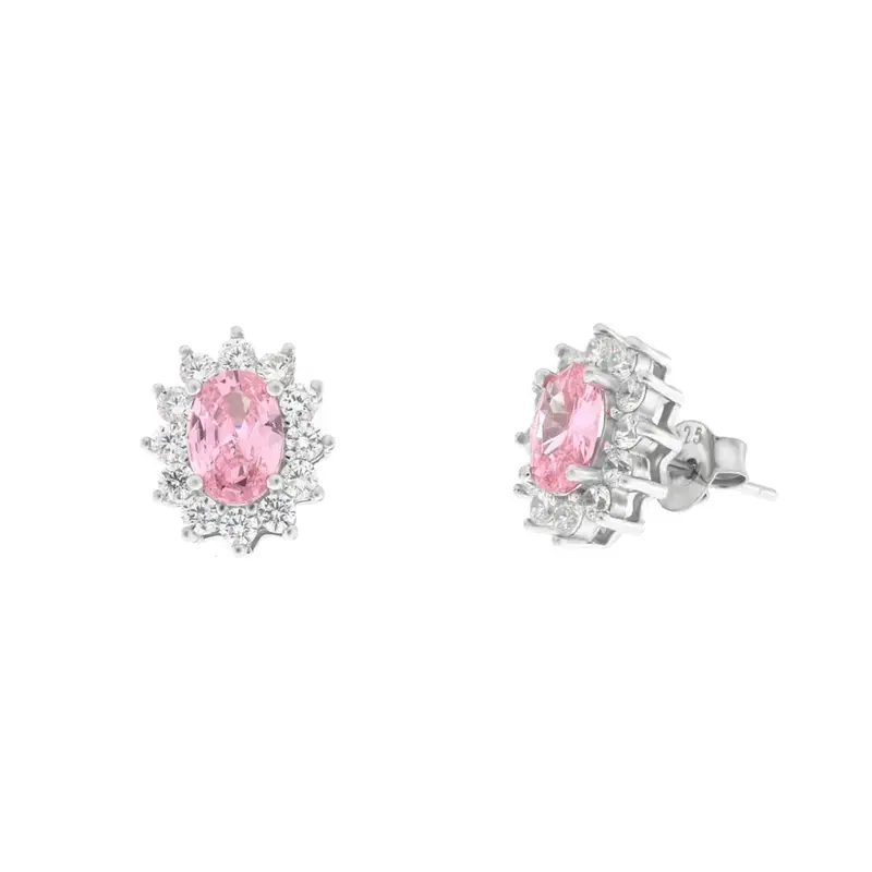 Orecchini in Argento con zirconi trasparenti ed rosa | Rohome