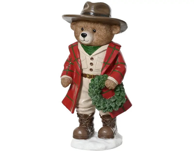 Orso natalizio in polyresina con corona | Rohome